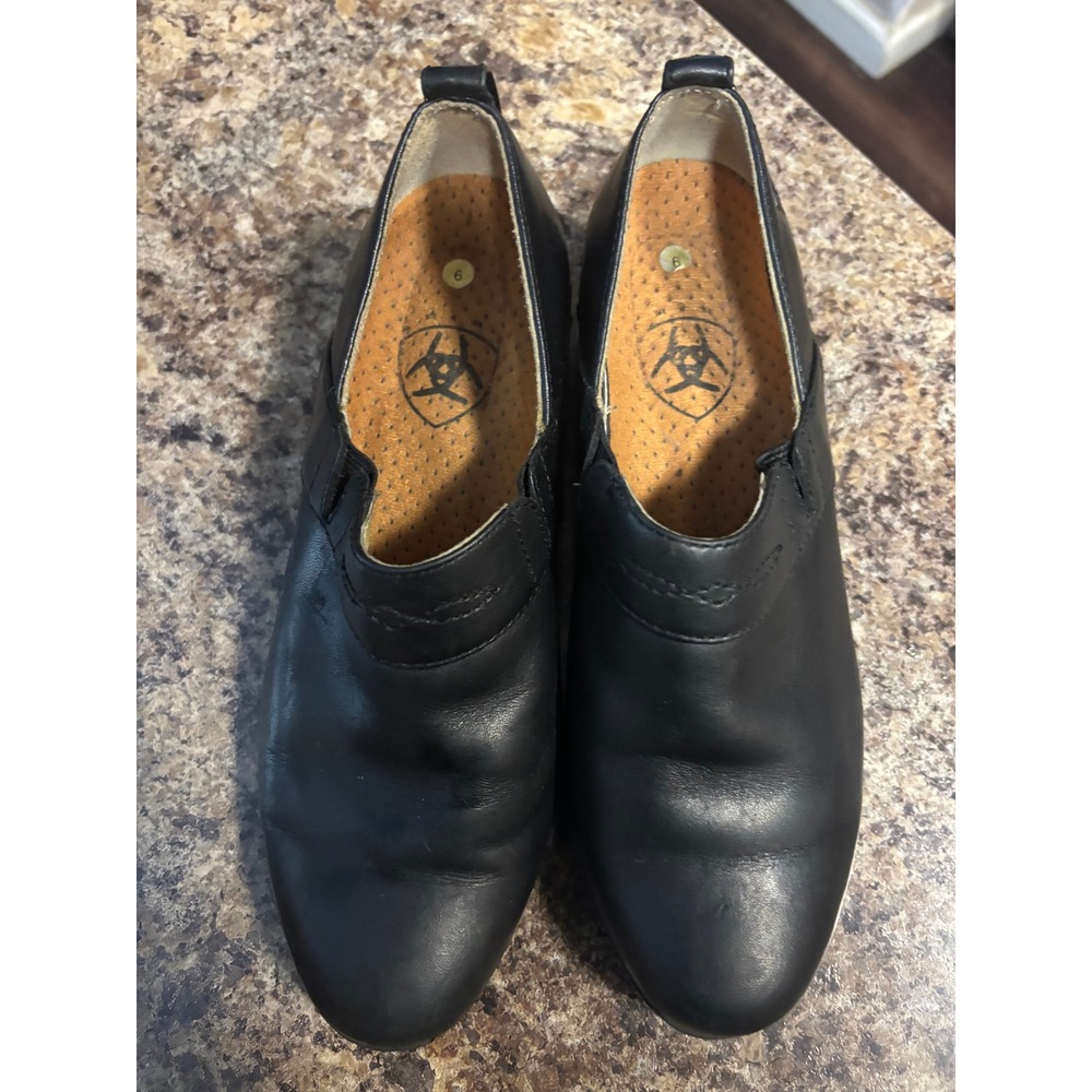 Ariat Women Black Leather Slip On Clogs Comfort Loafers Shoes Size 6B - Picture 1 of 9